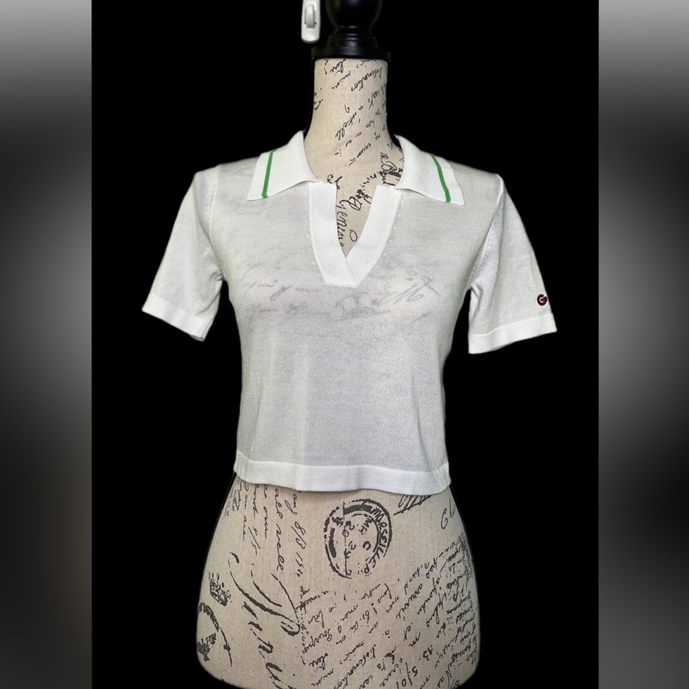 G | White Collared Cropped T Shirt | Women's Size S